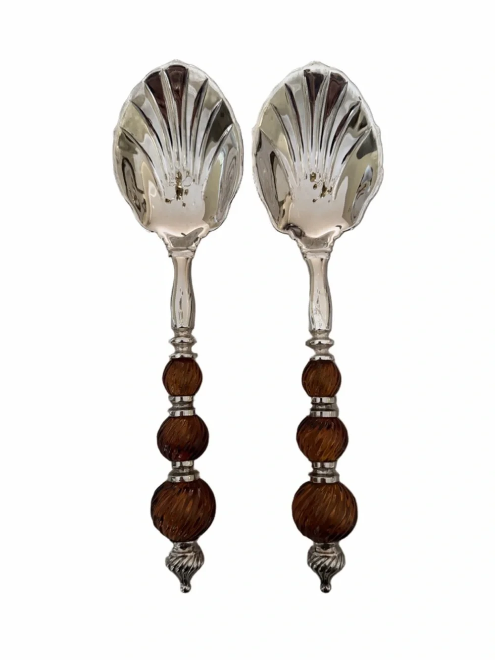 Godinger Silver Plated Serving Spoons with Amber Beaded Handles - Home Accents
